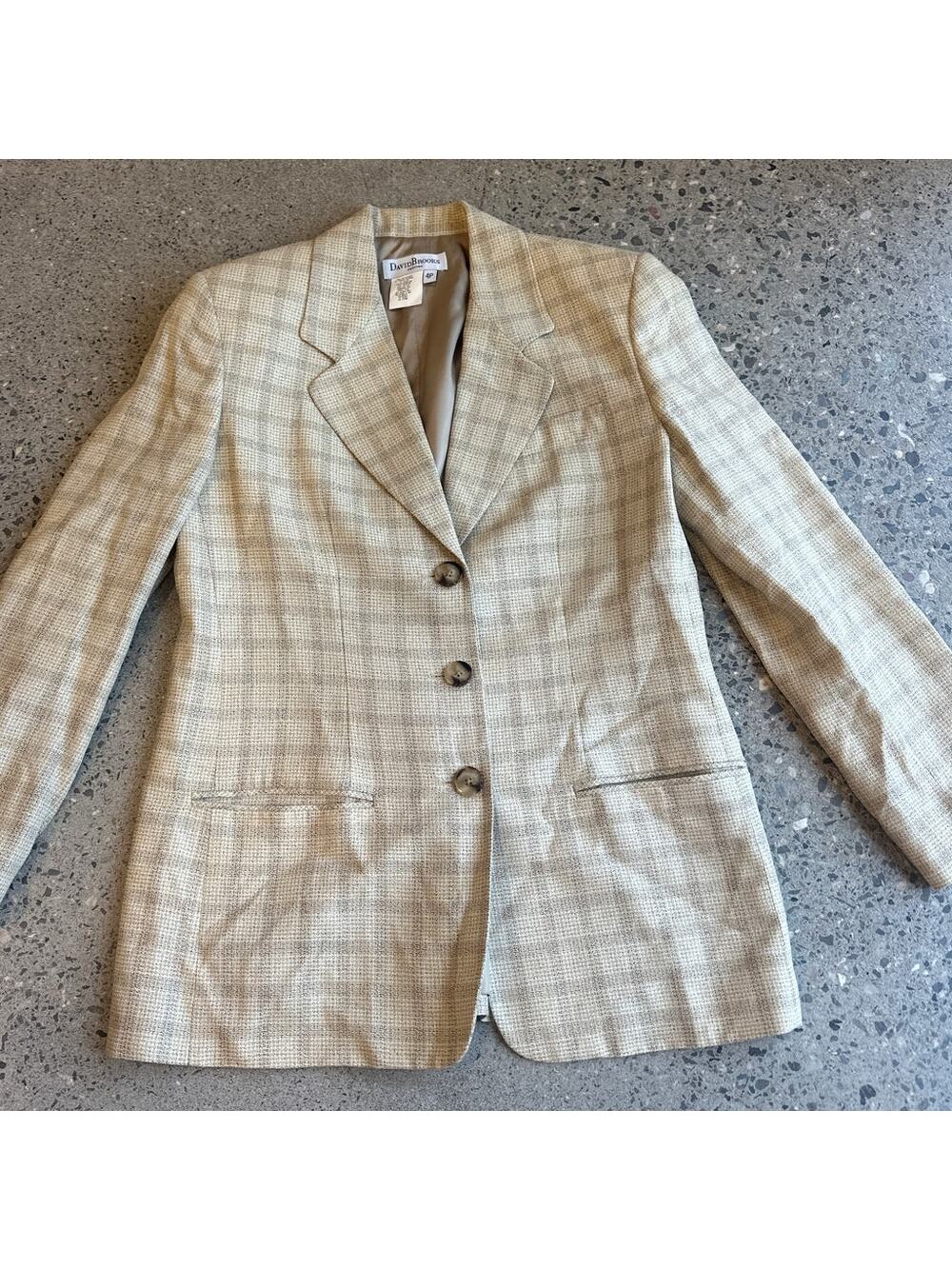 David Brooks Petites Women's 4P Plaid Blazer Vintage Monochrome
